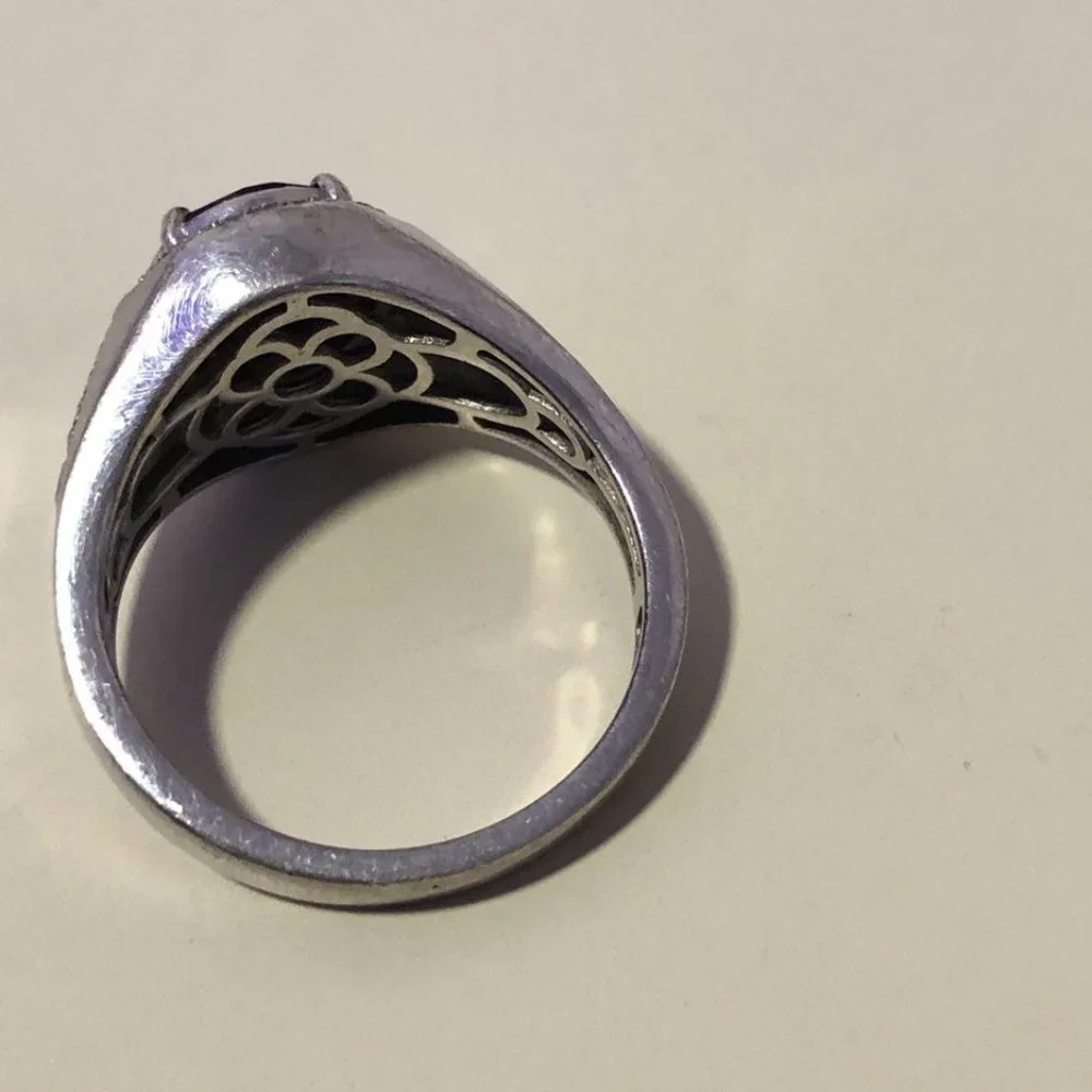 Unizex  silver ring with shangite and CZ, size 12 - Picture 4 of 5